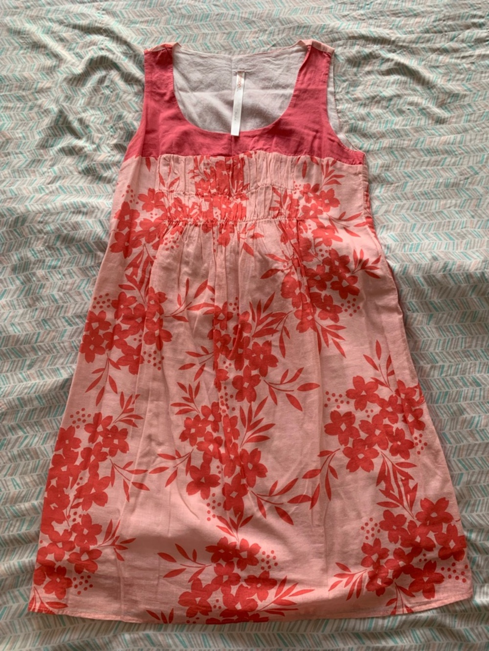 Girls Floral Sleeveless Dress Top - Pink/Coral
